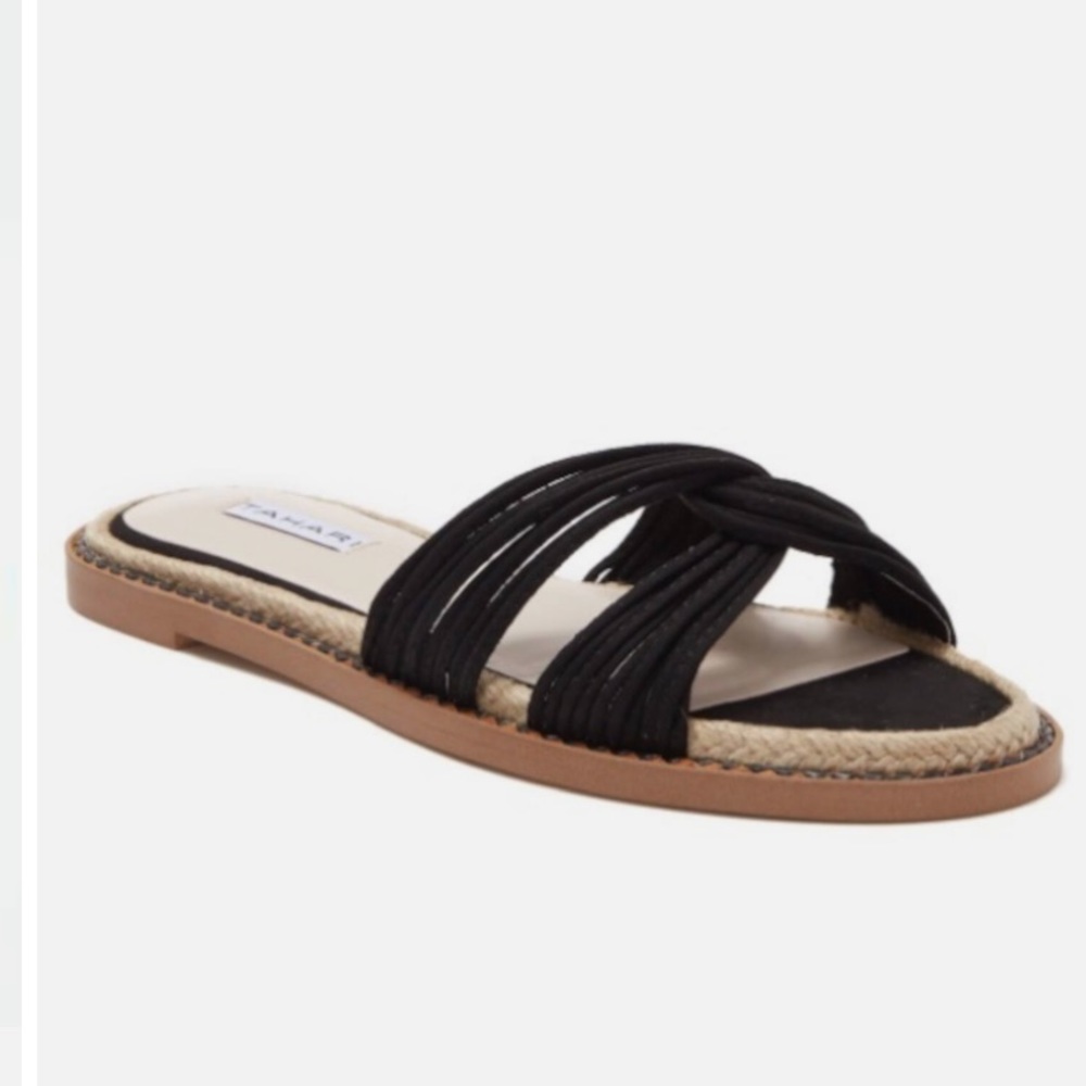 - Tahari espadrilles sandal black fabric straps size 6